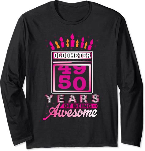 Funny 50th Birthday T 50 Yrs Old Joke Oldometer Long