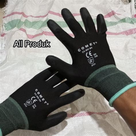 Jual Sarung Tangan Safety Kerja Pu Glove Merk Comet Warna Hitam