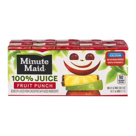 Minute Maid 100 Juice Fruit Punch 10ct Of 6oz Boxes Garden Grocer