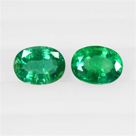 Buy Natural Rich Green X Mm Emerald Oval Cut Pair Cts Zambian