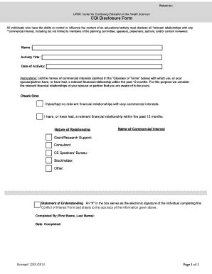 Fillable Online Isgio COI Disclosure Form Bisgiobborgb Fax Email