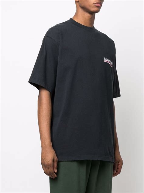 Balenciaga Logo Embroidered Oversize T Shirt Farfetch