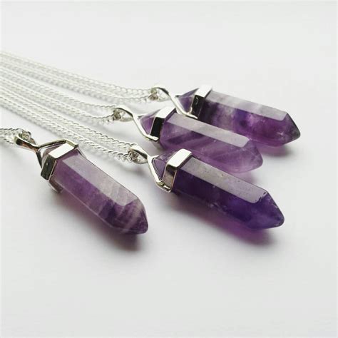 Amethyst Purple Quartz Crystal Pendant Necklace On