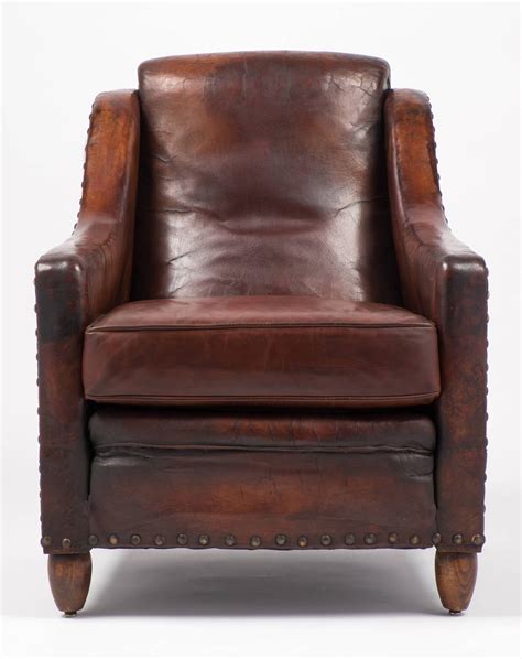 French Vintage Leather Armchair at 1stDibs