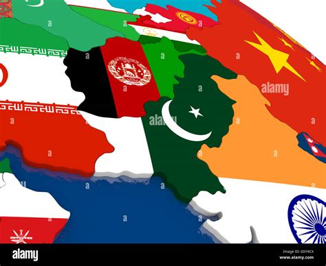 Karte Von Afghanistan Und Pakistan Mit Eingebetteten Fahnen Auf