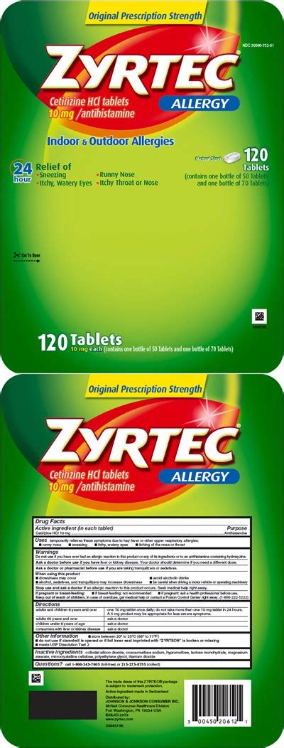 Product Images Zyrtec Allergy Photos Packaging Labels And Appearance