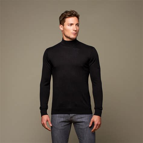 Utku Silk Cashmere Mock Turtleneck Black S Silk And Cashmere