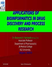 APPLICATIONSOFBIOINFORMATICSINDRUGDISCOVERYANDPROCESSRESEARCH Ppt