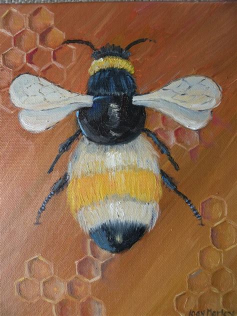 Bee Art Canvas Art Of Bumble Bee Original Art Painting 8 X 10