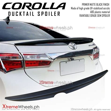 Toyota Corolla Altis 2014 2017 Rear Bumper Ductail Spoiler Primer Black