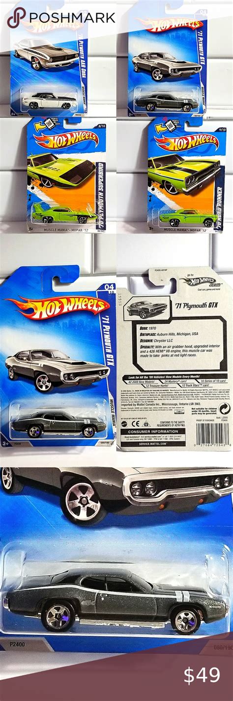 Hot Wheels Muscle Mania Plymouth Series Cuda GTX Superbird Road Runner Hot Wheels