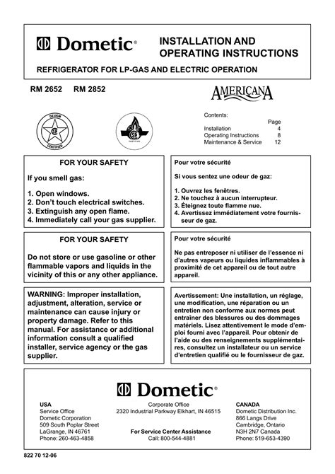 Dometic Rm2852 User Manual Manualzz