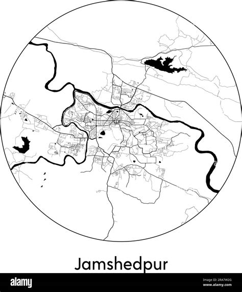 City Map Jamshedpur India Asia Vector Illustration Black White Stock