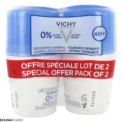 Vichy Déodorant Minéral 48H Tolérance Optimale Roll On 2x50ml Douniapharm