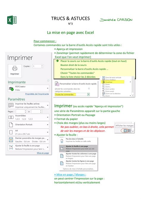 Infographie Excel N La Mise En Page Via L Aper U Avant Impression Pdf