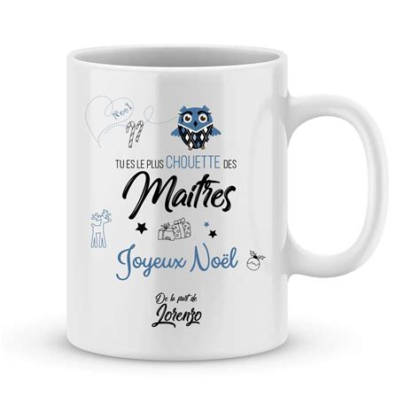 Cadeau noël maître Mug personnalisé prénom joyeux noël Joli Mug