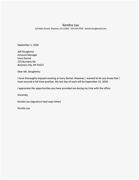 Simple Resignation Letter Nursing