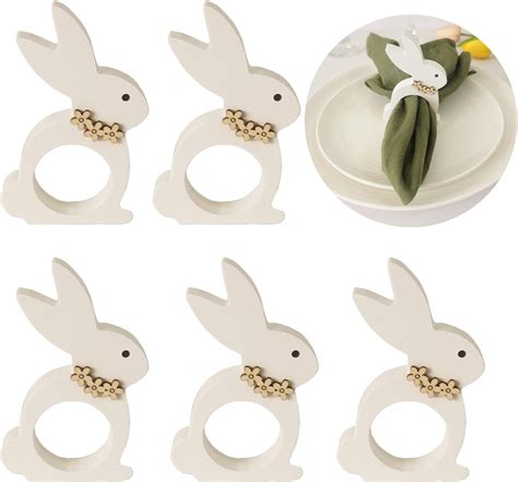 Amazon Wotoban Easter Bunny Napkin Rings Set Of 6 Rabbit Napkin