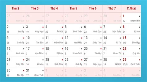 Lịch âm Tháng 10 Năm 2023 Tra Cứu Lịch âm Hôm Nay