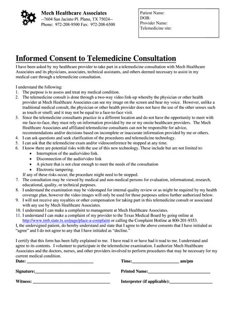 Telehealth Consent Form Fill Out And Sign Online Dochub