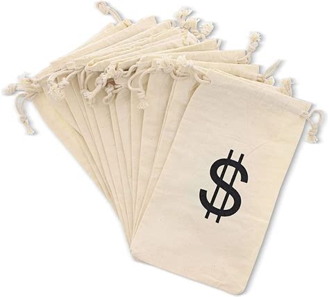 Juvale Money Bag Pouch 12 Pack Drawstring Closure Canvas Cloth And