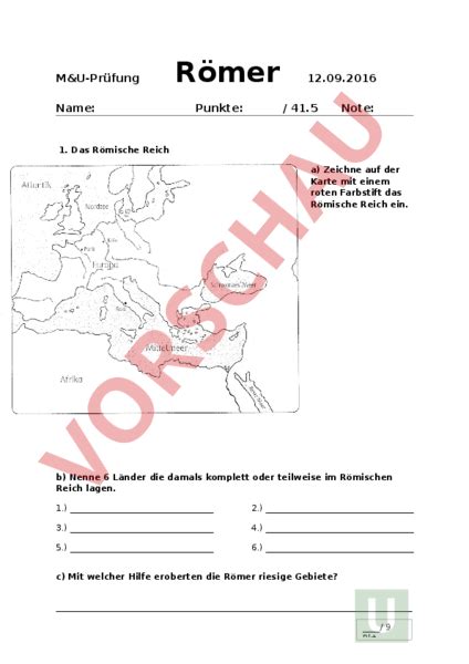 Arbeitsblatt Römer Geschichte Altertum