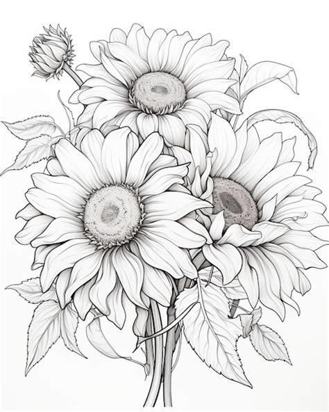 Premium Photo A Drawing Of A Sunflower With A Pen And Ink On It