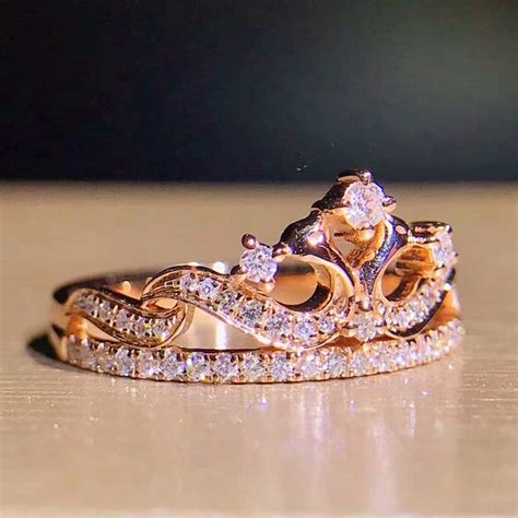 Diamond Tiara Ring in Solid 18K Gold, Diamond Crown Ring, Anniversary