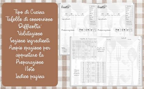 Amazon It Il Mio Ricettario Quaderno Per Scrivere Ricette Con