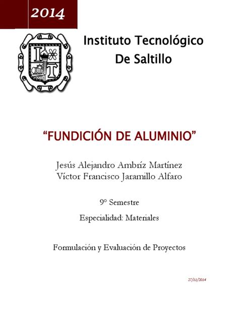 PDF Proyecto Fundicion De Aluminio DOKUMEN TIPS