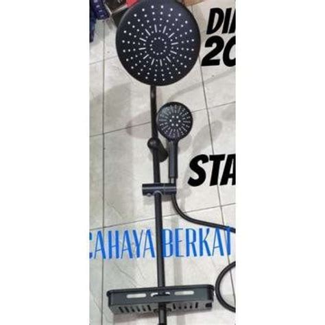 Promo Shower Tiang Coulomn Set Kran Panas Dingin Black Hitam Promo