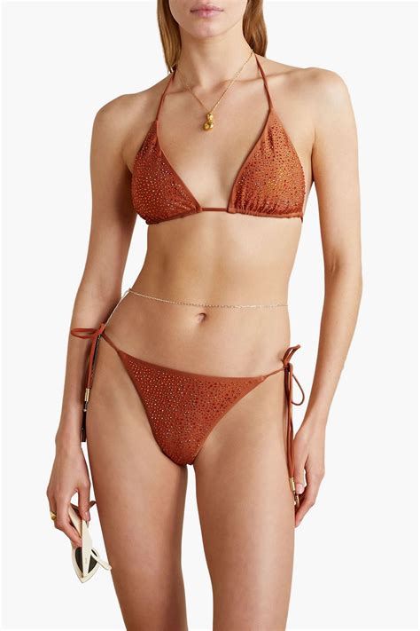 CULT GAIA Raven Crystal Embellished Triangle Bikini Top THE OUTNET