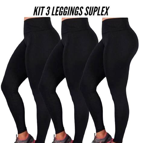 Kit 3 Legging Feminina Suplex Academia Cos Alto Fitness confortável