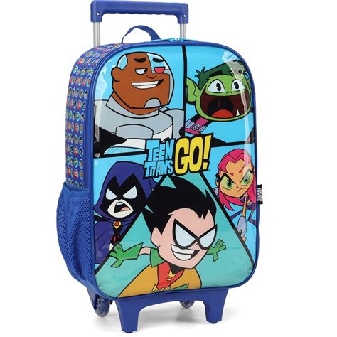 Mochila Escolar Infantil De Rodinhas Dc Jovens Tit S Teen Titans Go Em