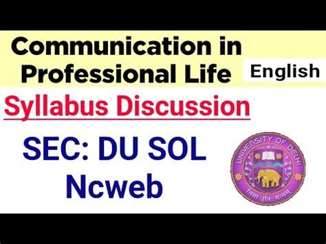 Sec Rd Semester Communication In Professional Life Syllabus