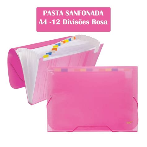 Pasta Sanfonada A Divis Es Rosa Para Documentos Line No Shoptime