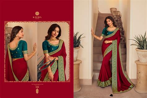 Designer Heavy Party Wear Saree In Red With Embroidered Green Border