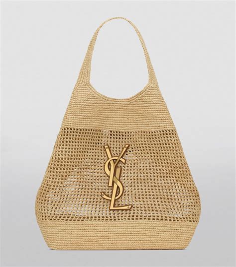 Womens Saint Laurent Brown Raffia Icare Tote Bag Harrods UK