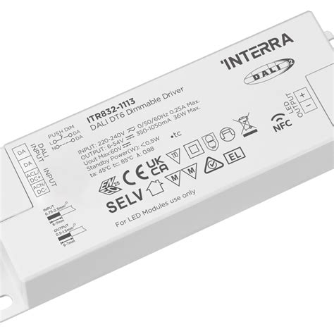 36W NFC Programmable DALI 2 DT6 Constant Current LED Driver 350 1050