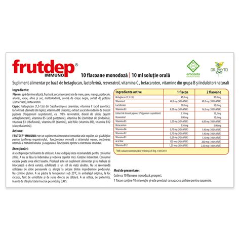 Solutie Orala Frutdep Immuno Flacoane Dr Phyto Farmacia Tei Online