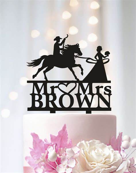 Cowboy Wedding Cake Topper Country Cake Topper Horse Cake Topper