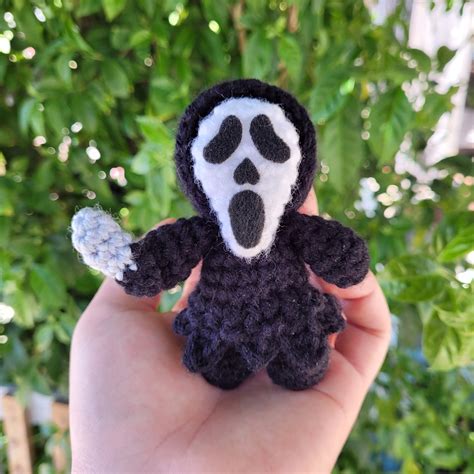 Scream Inspired Ghostface Crochet Keychain Amigurumi Stuffed Etsy