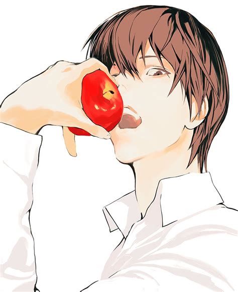 1boy Food Apple Fruit Male Focus Solo Brown Hair Illustration Images