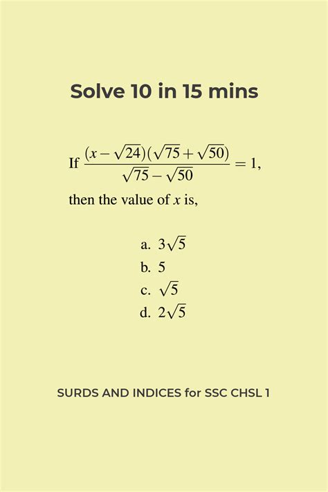 Surds And Indices Questions For SSC CHSL Answers And Solution 1 Cool