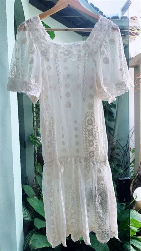 Vestido Farme Nude De Renda Vestido Feminino Usado Enjoei