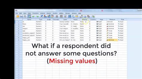 Spss Variable Coding Define Missing Values Youtube