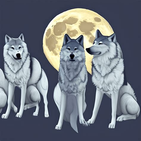 Multiple Wolves Howling At The Moon · Creative Fabrica