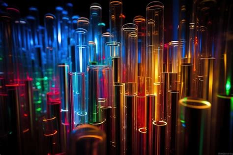 Premium AI Image Set Of Test Tubes Containing Various Colored Liquids