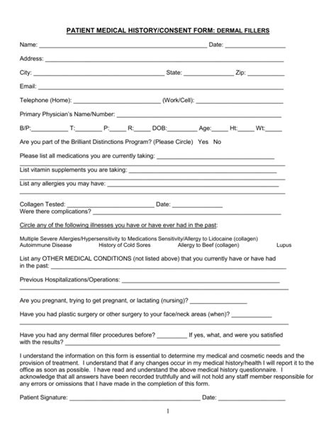 Fillers Patient Consent Form