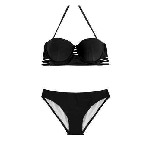 Buy Halter Cutouts Brazilian Bikini Set Hollow Out